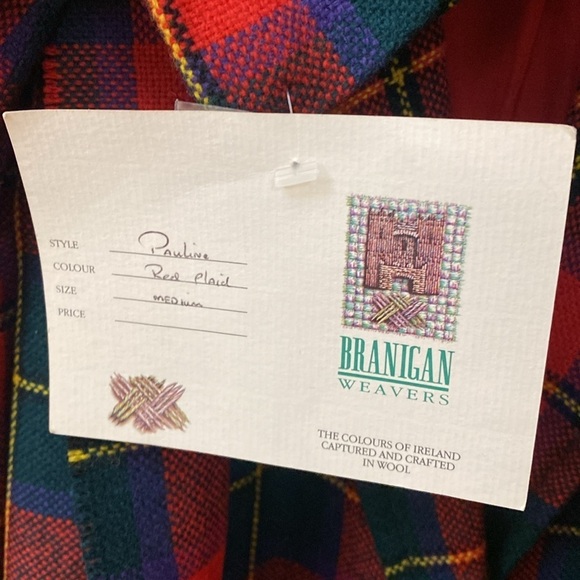 New! Branigan Weavers Pauline Red Plaid Wool Coat with Matching Scarf Medium - Picture 3 of 9